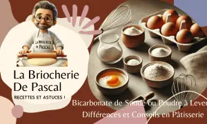 Pascal, le boulanger, explique comment utiliser la poudre à lever pour des brioches parfaites. Ingrédients de pâtisserie à portée de main.