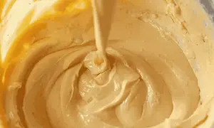 Pâte à crêpes onctueuse, prête à être cuite, préparée avec le Thermomix.