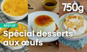 Trois desserts gourmands : crème brûlée, panna cotta et île flottante. Une recette dessert avec des oeufs pour se régaler.
