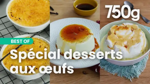 Trois desserts gourmands : crème brûlée, panna cotta et île flottante. Une recette dessert avec des oeufs pour se régaler.